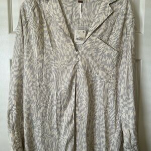 Free People Gray Button Down Shirt